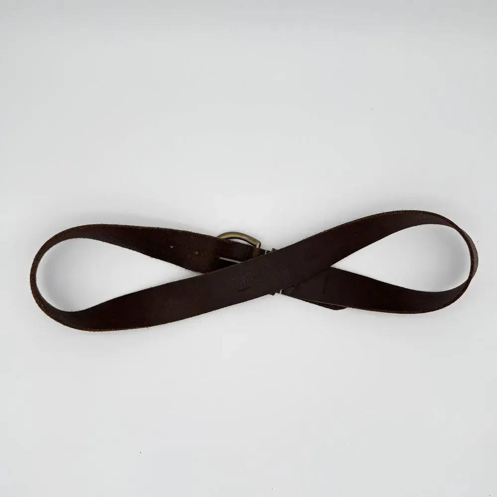 Frye Genuine Leather Belt Distressed Western Rugged Brown Large